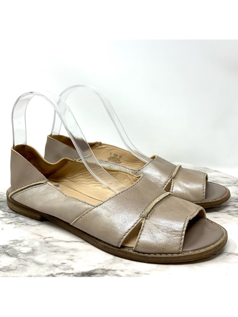 Anthropologie Kelsi Dagger Samantha Taupe Leather Convertible Flats 9 Bohemian